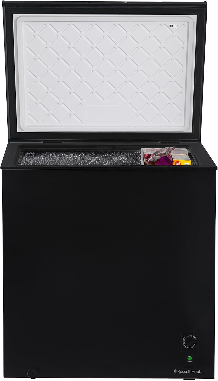 Russell Hobbs White Chest Freezer 143L Freestanding, Adjustable Thermostat, Chill or Freeze Function, 4 Star Freezer Rating & Suitable for Outbuildings & Garages RH142CF0E1W