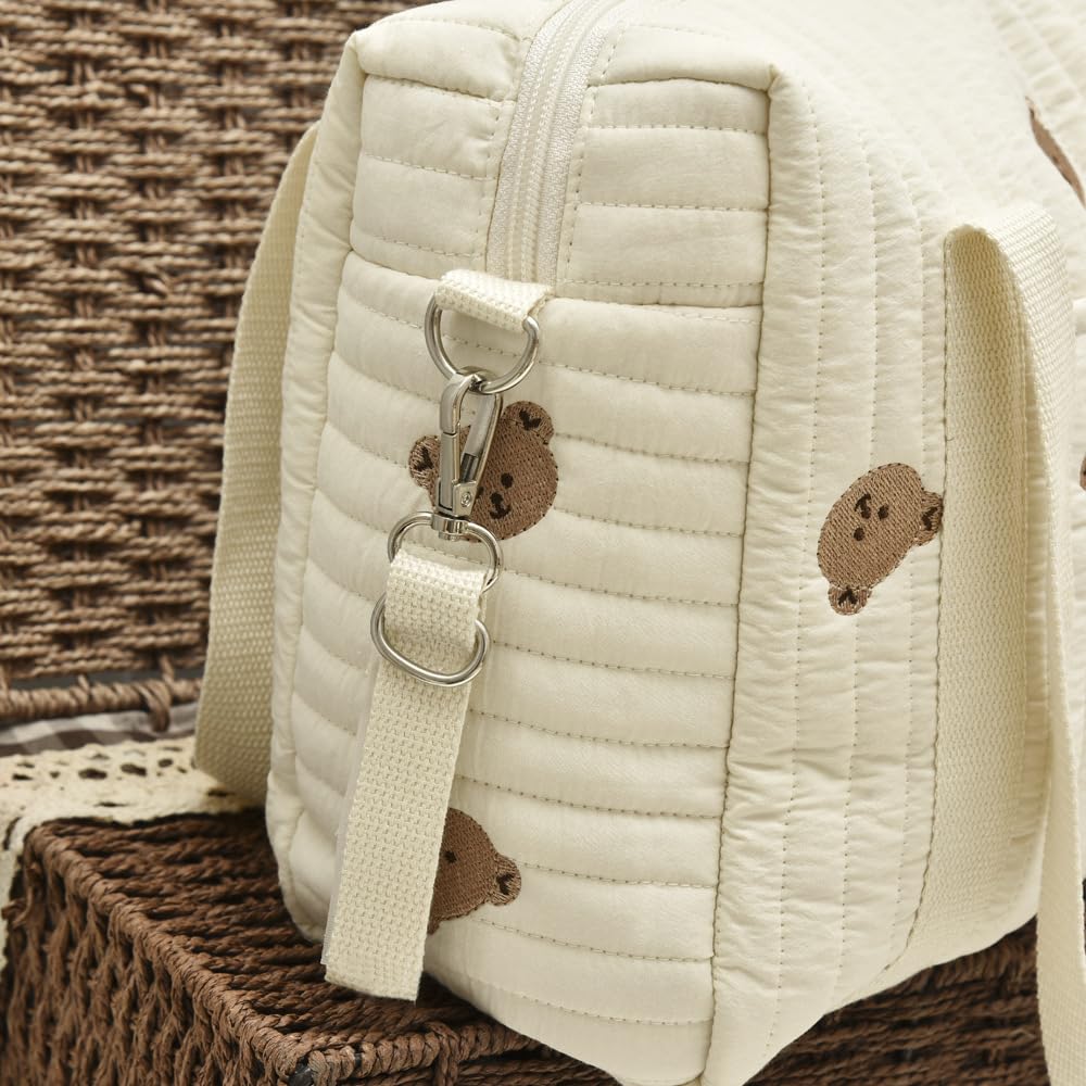 Baby Stroller Storage Bag, Cotton Cloth Reusable Handbag Pram Organiser Bag Multifunctional Pushchair Organiser with Zipper Pockets for Pram Travel 32x12x25cm (#3)