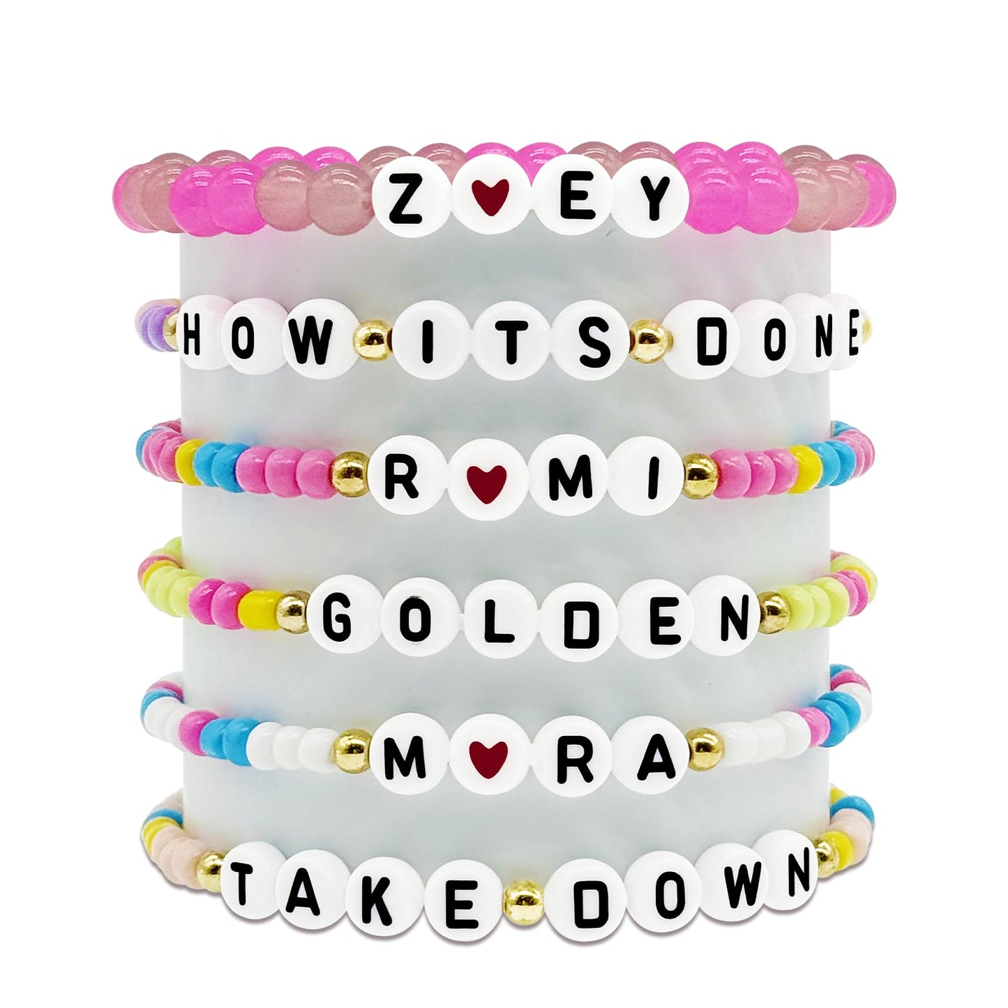 For Grils Bracelet Korea-pop DemOn Friendship Merch Bracelets Stackable Stretch Hunters Singer Inspired Letter Bracelets for Girls Women Fans Valentine's Day Birthday Easter Gifts