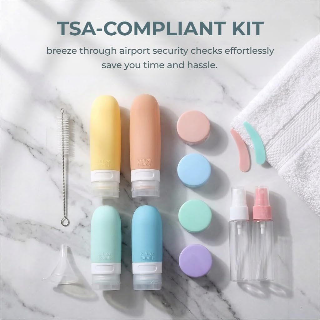 Travel Bottles for Toiletries, CAA Approved 11 PCS Travel Bottles Kit
