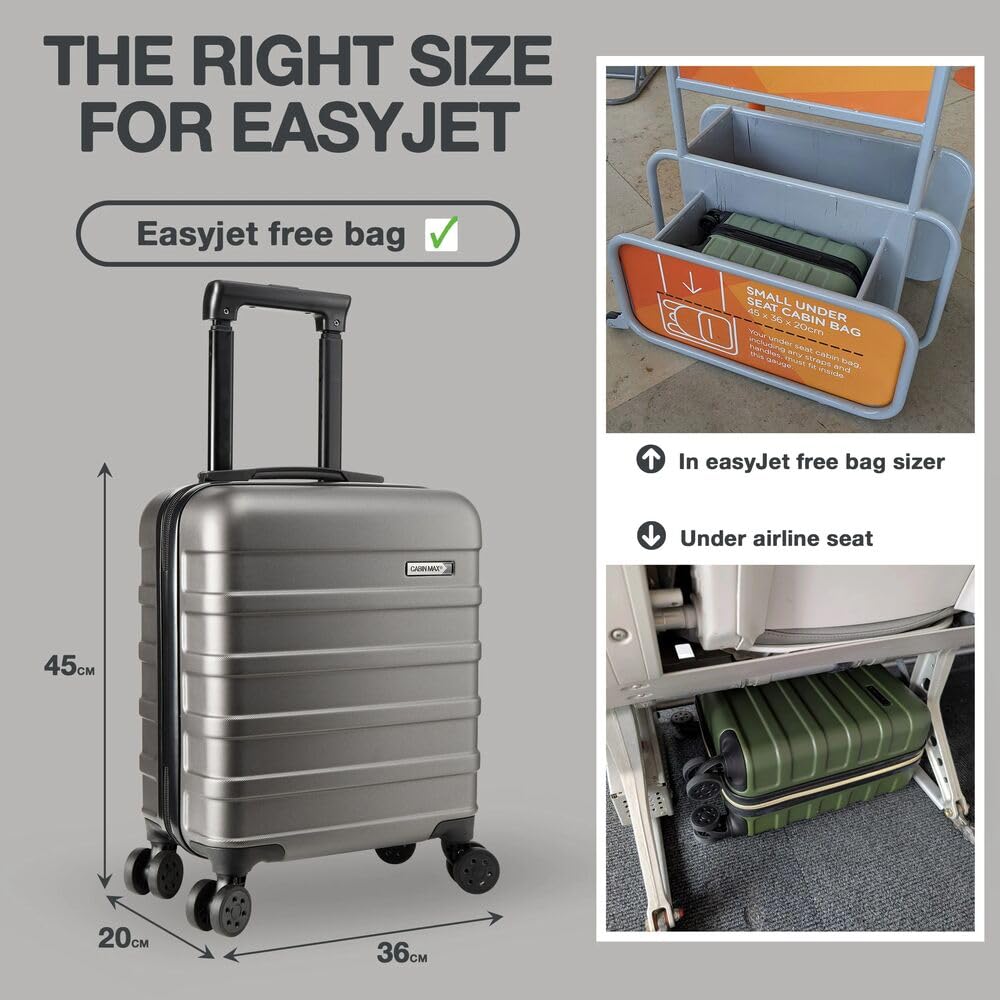 Cabin Max Cabin Suitcase Large for Ryanair, Easyjet 55x40x20 Hand Luggage