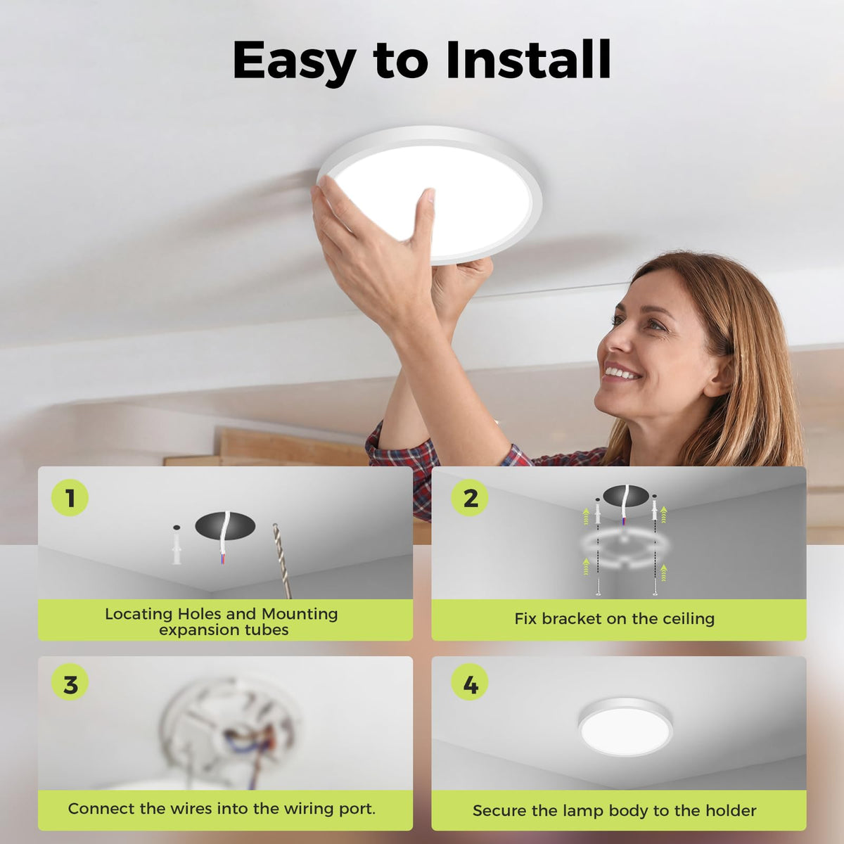 hepside 2 Pack Bathroom Ceiling Light 30cm, 3000K/3500K/4000K/5000K/6500K 5CCT LED Ceiling Lights, 24W, Modern, Waterproof, Round Flush Mount for Bathroom, Kitchen, Bedroom, Hallway