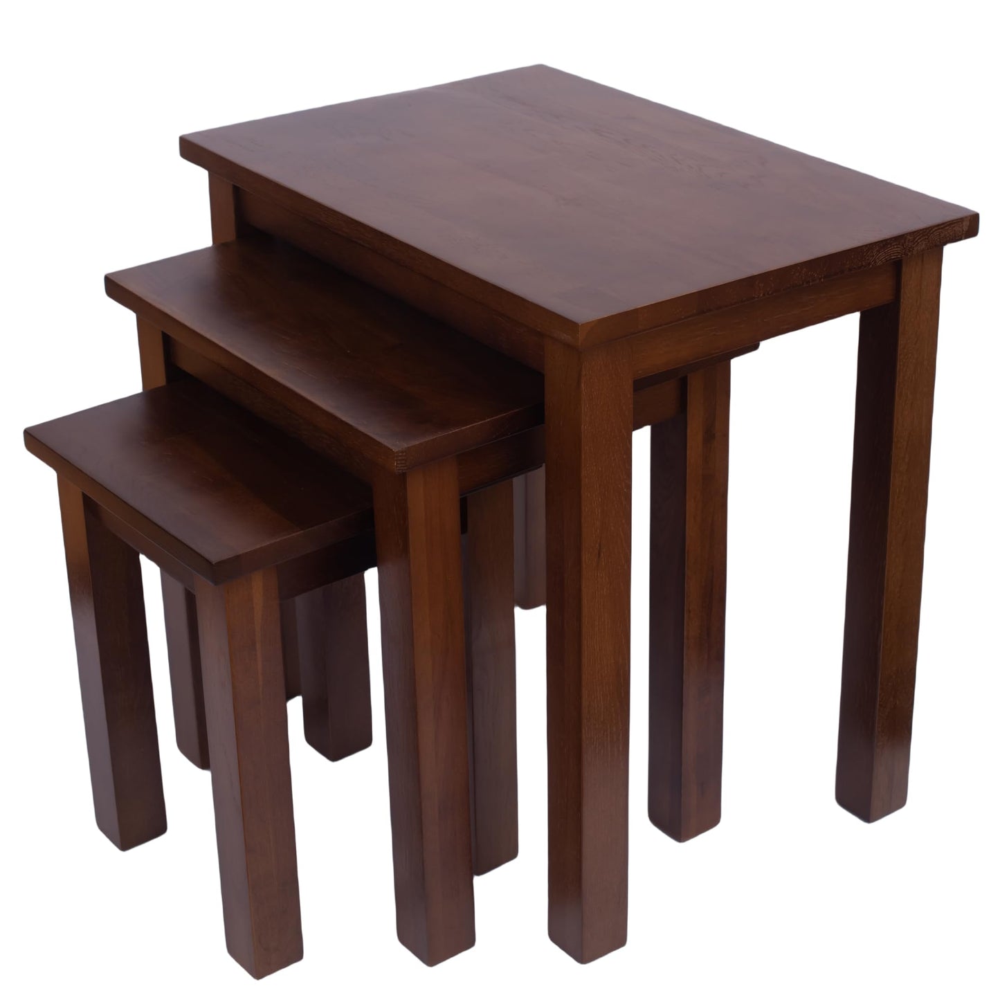 Oak 3 Nest of Tables, Solid Wooden Nesting Tables, Wooden Table Lamp, Plant Table, Multifunctional Nested Coffee Table, Side Tables for Living Room