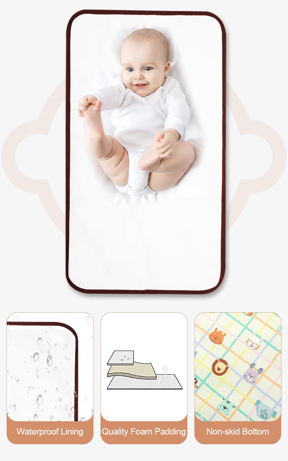 Lekebaby Foldable Travel Changing Mat Portable Baby Change Mat, Grey