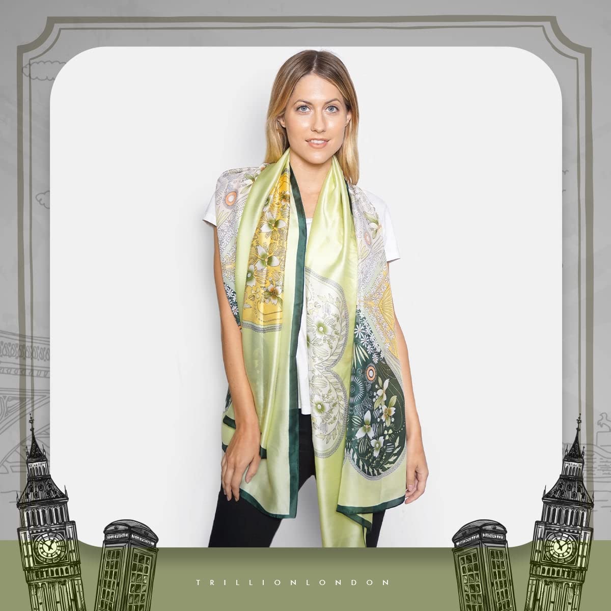Trillion London® Silk Shawl Birthday Gifts for Women - Designer Silk Scarf