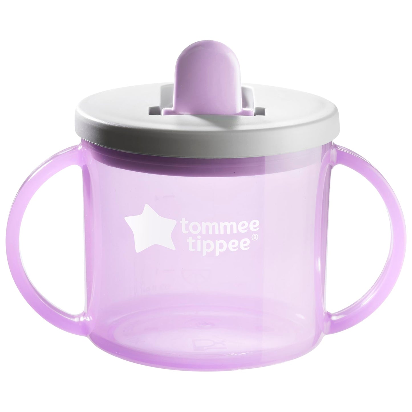 Tommee Tippee First Cup, 190ml, Non-Spill Sippy Cup for Babies 4 Months+, with Free-Flow Flip-Down Spout and Easy to Hold Handles, Orange, Blue and Green, 3 Pack