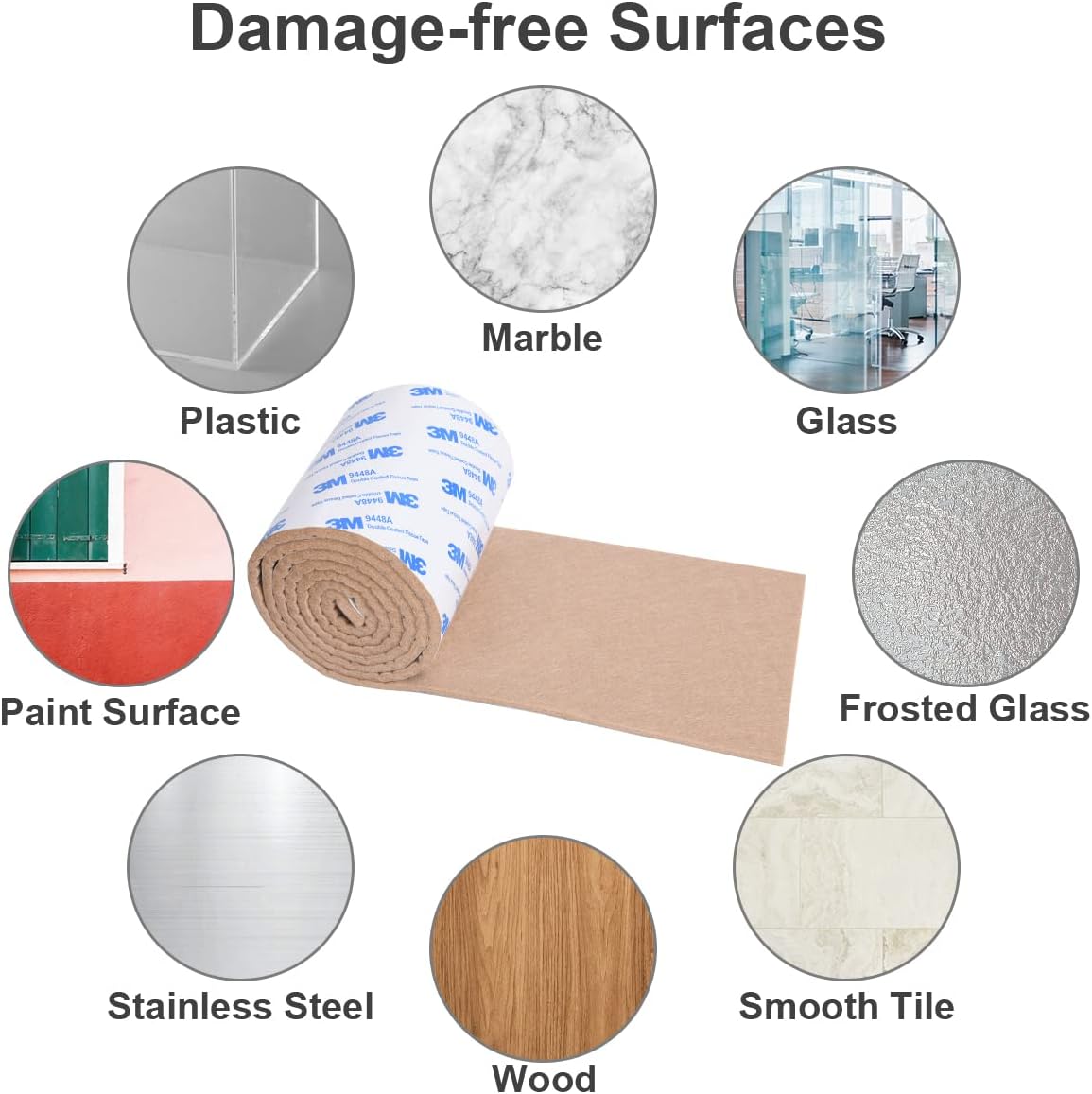 Vicloon Furniture Pad, 3 Rolls Floor Protectors for Furniture Feet (120x10x0.5cm+120x2x0.5cmx2), Felt Pads Tailorable for Chair Feet Legs, Tiled, Cabinet, Hardwood Floor Protectors(Brown)