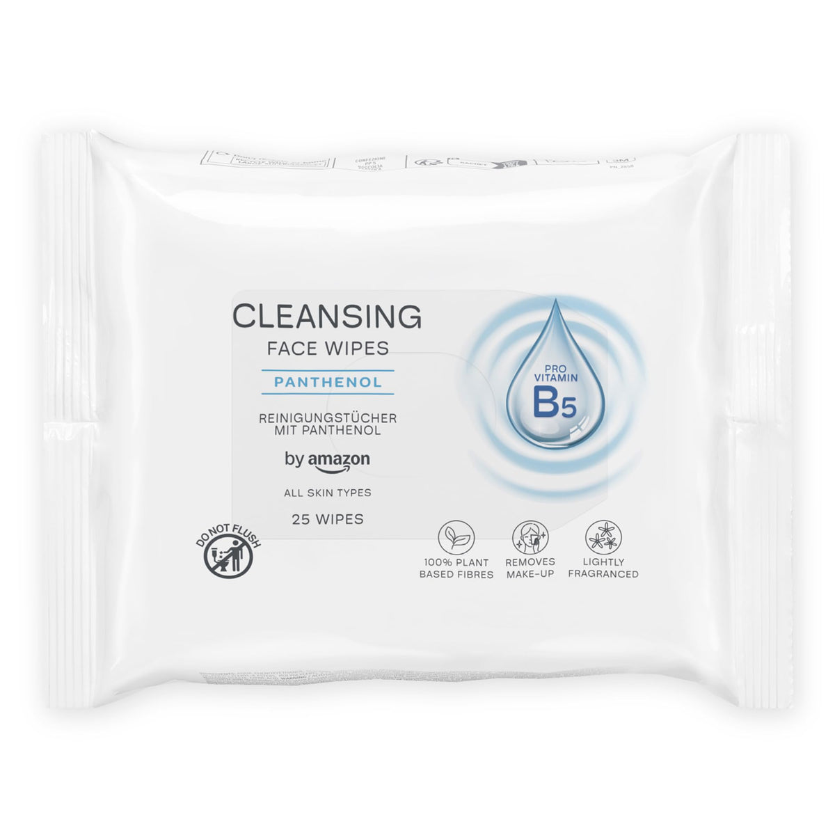 by Amazon Aloe Vera Face Cleansing Wipes, Make-Up Remover for Sensitive Skin, Fragrance Free, 25 Wipes
