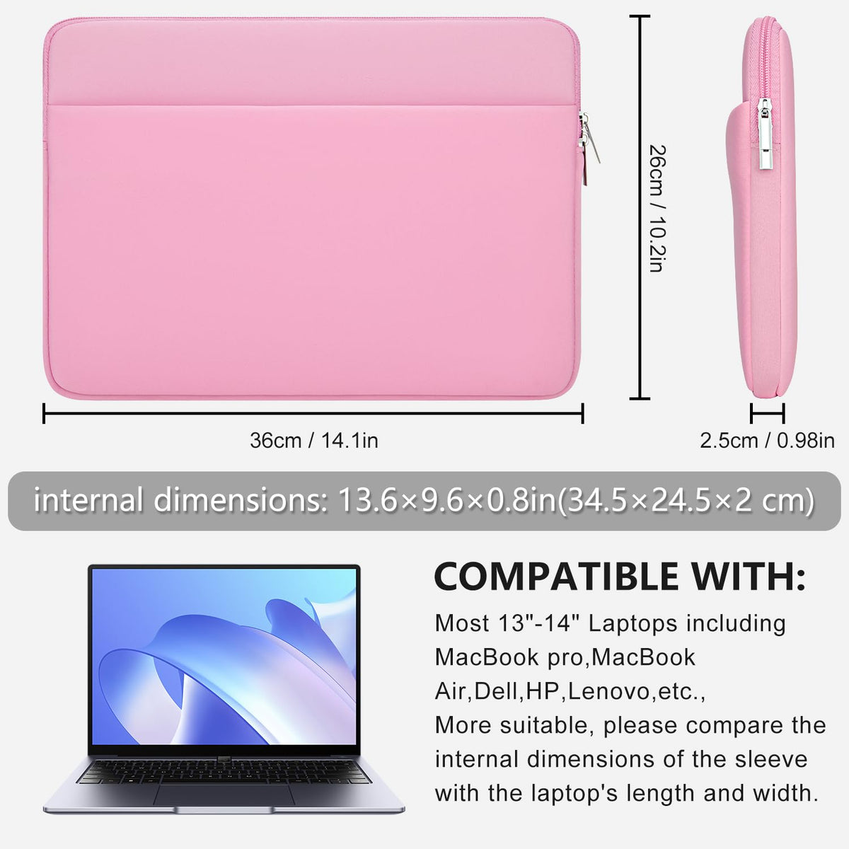 Laptop Case Compatible with 15 to 16 Inch MacBook HP Acer Asus Notebook with Zip Accessory Bag Padded Laptop Sleeve Case Protective for 15 to 16 Inch Laptop