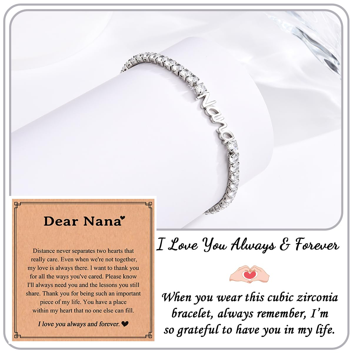 Birthday Gifts for Women Girls, Sparkling Cubic Zirconia Tennis Bracelet Gifts, Christmas Mothers Day Graduation Presents for Her