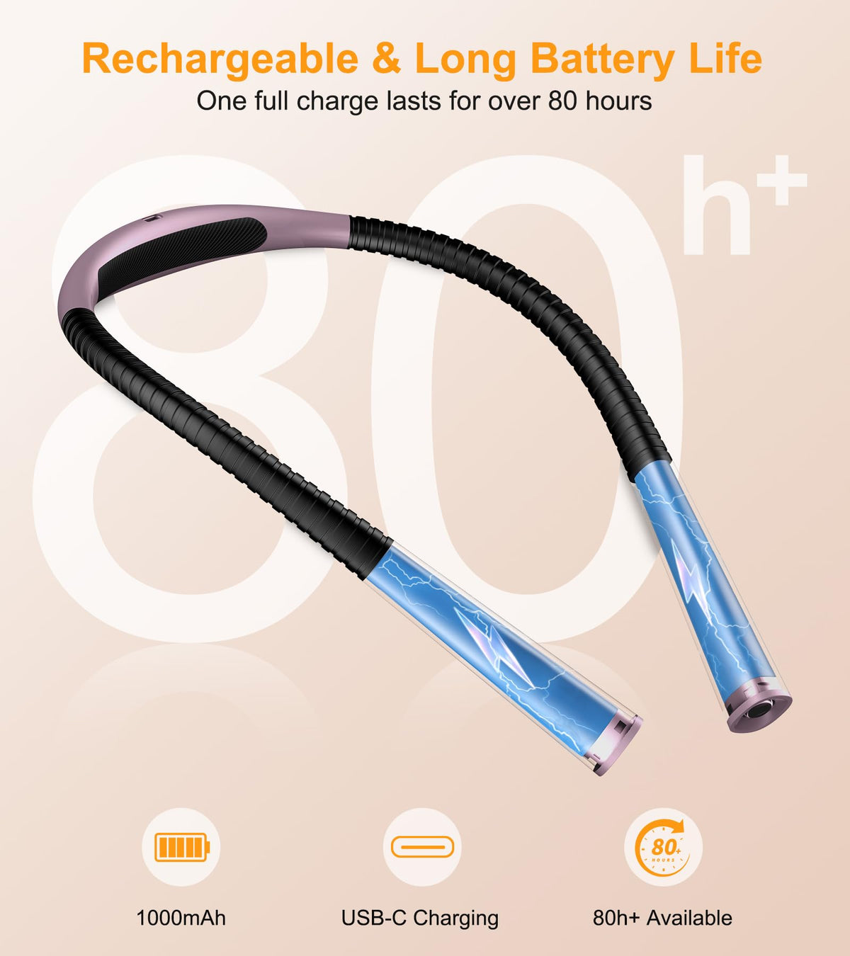 Gritin Book Light, Eye Caring 4-Color&5-Brightness Neck Light Reading Lamp