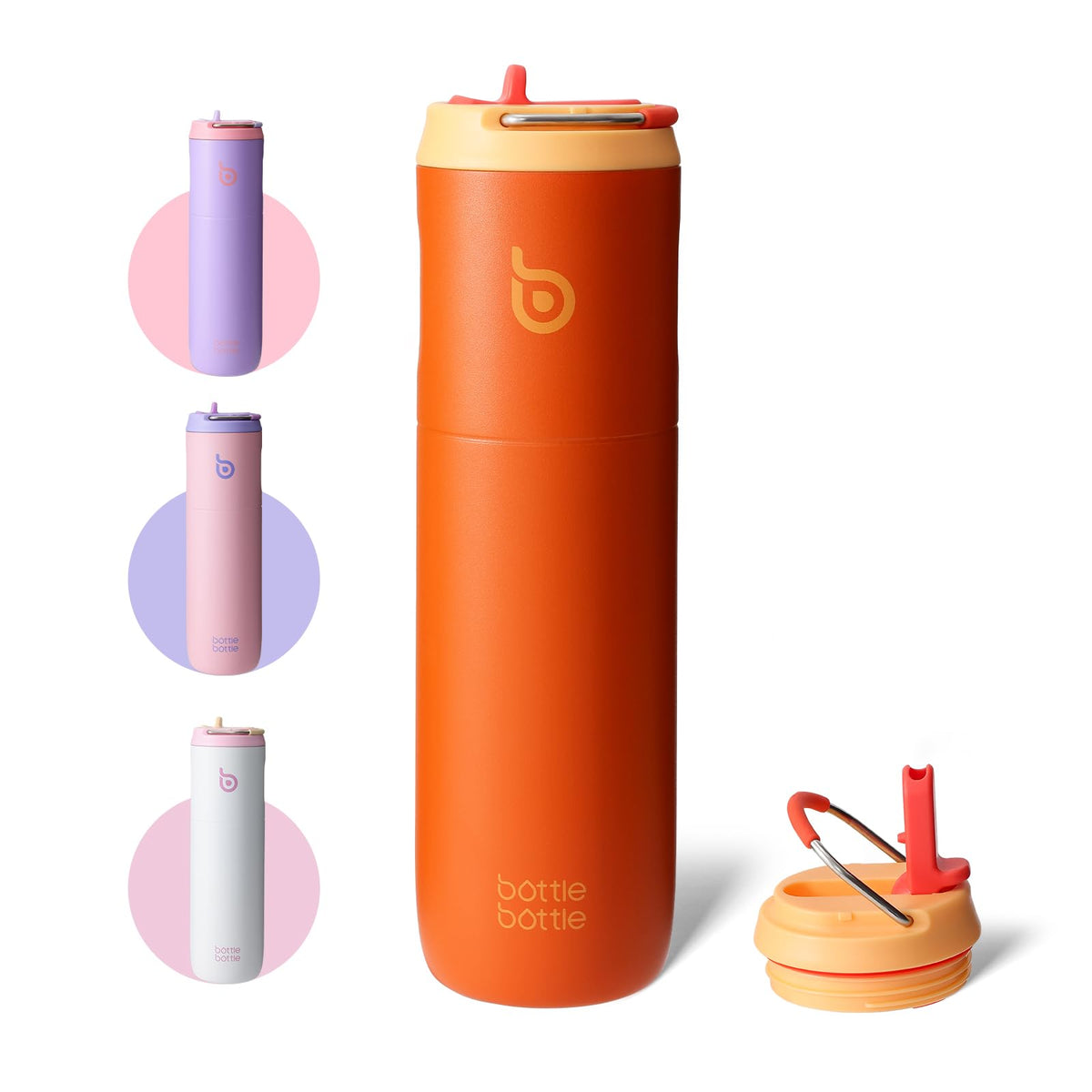 Bottle Bottle Stainless Steel Water Bottle 700ml with Straw and Lid Sports Insulated Metal Water Bottles with Handle(Black)