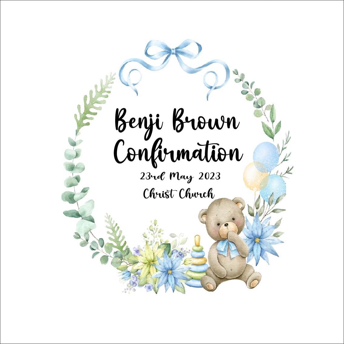 Crafted Memories - Personalised Bunny Rabbit | Custom Name & Date | Christening & Baptism Keepsake | Baby Girl & Boy | Soft Grey, White | Ideal 1st Birthday Present