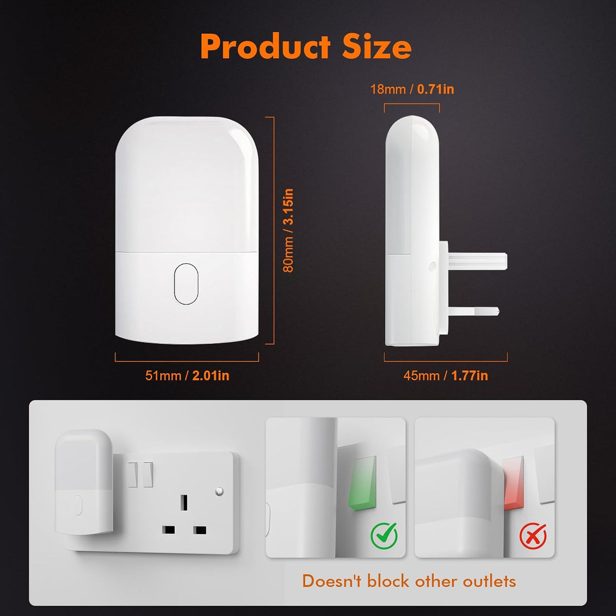 GRIFEMA Plug in Night Light with Dusk to Dawn Photocell Sensor, White