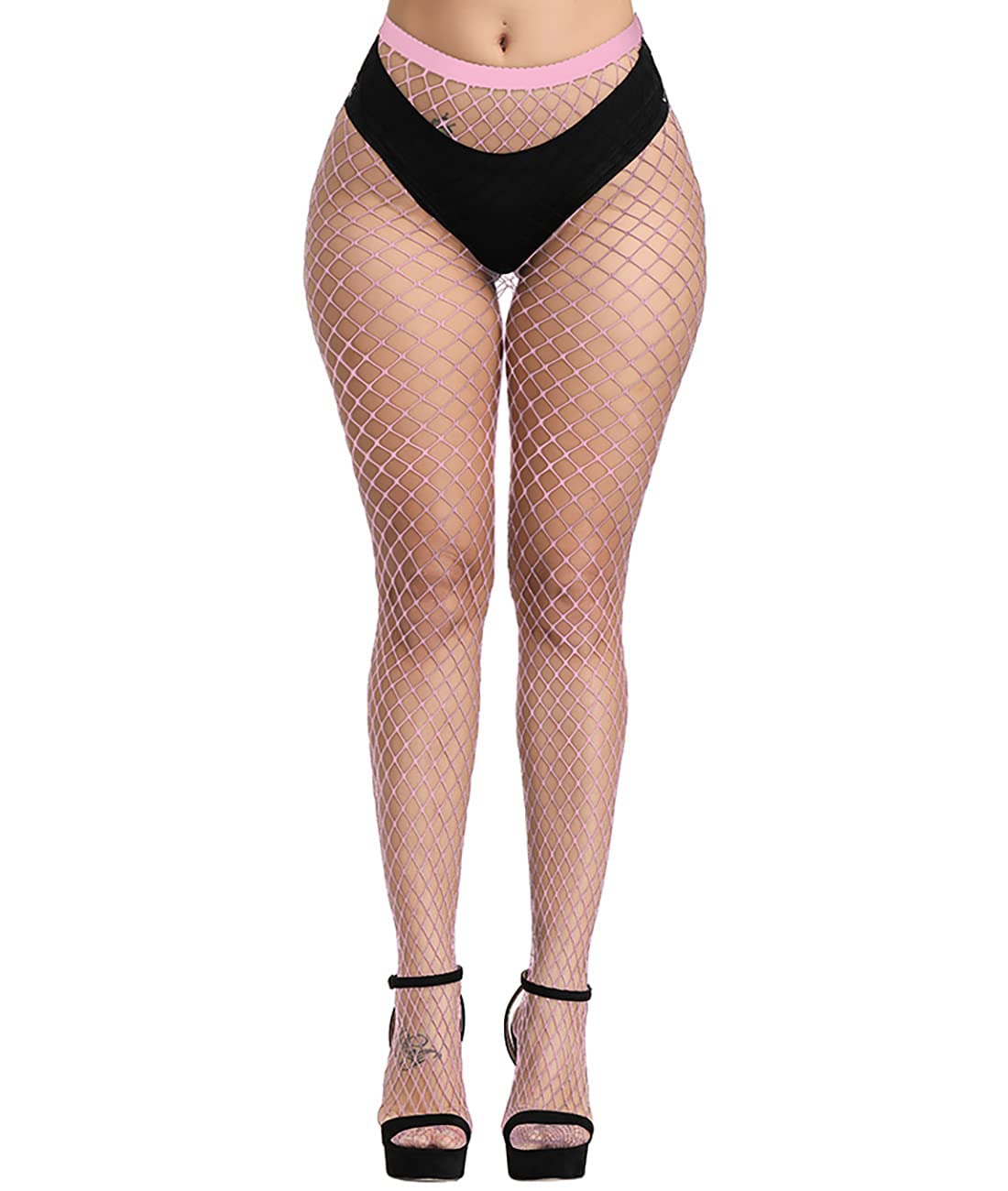 E-Laurels Womens Fishnet Tights Stockings Black Pantyhose Fish Net Plus Size