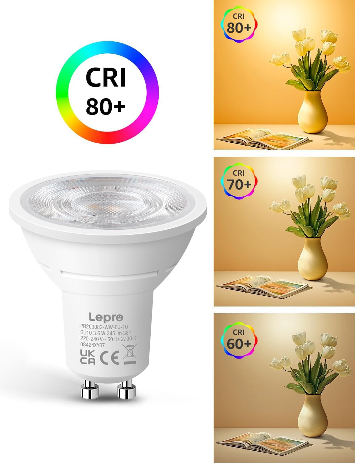 Lepro GU10 LED Spotlight Bulbs, Neutral White 4000K, 50W Equivalent,10-Pack