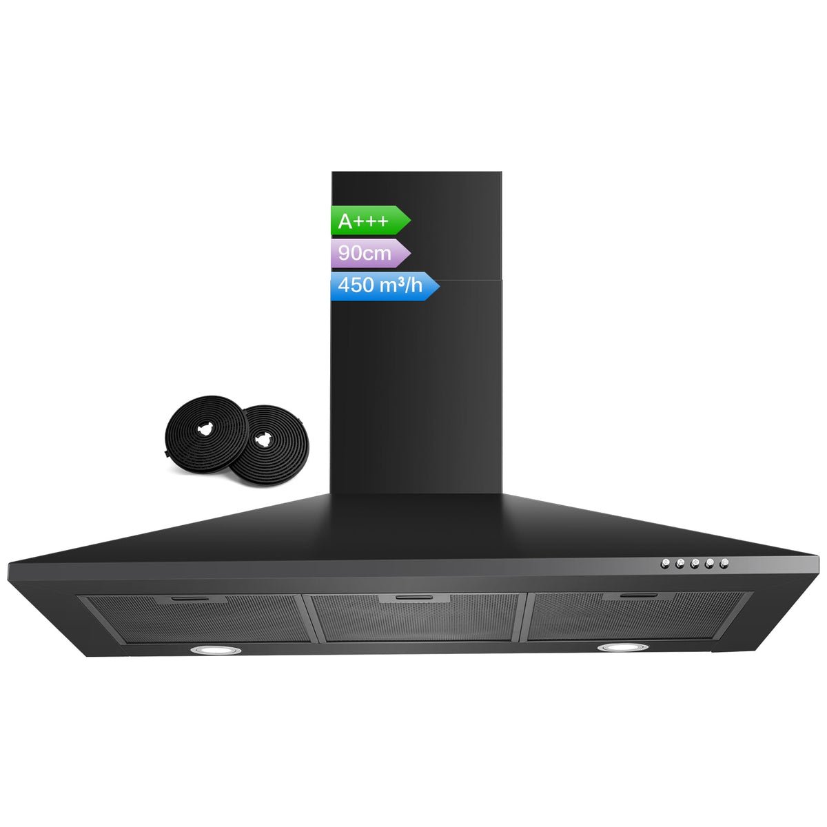 SNDOAS Chimney Cooker Hood 90cm, 3-Speed, Recirculating & Ducting