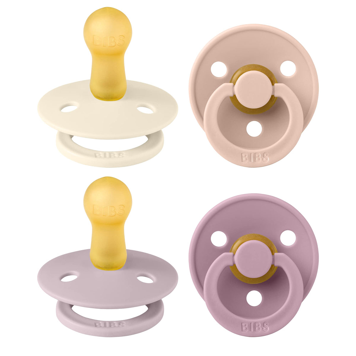 BIBS Colour Glow Dummy, 0-6 Months, 4-Pack, Ivory/Sage/Sage Glow/Cloud Glow