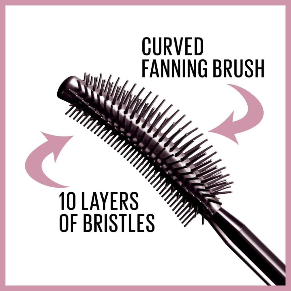 Maybelline Mascara, Lash Sensational Volumizing & Thickening, Eyelash Lengthening, Flake Free Formula, Layer Reveal Brush, Defining Mascara, Maybelline New York, Shade: Very Black