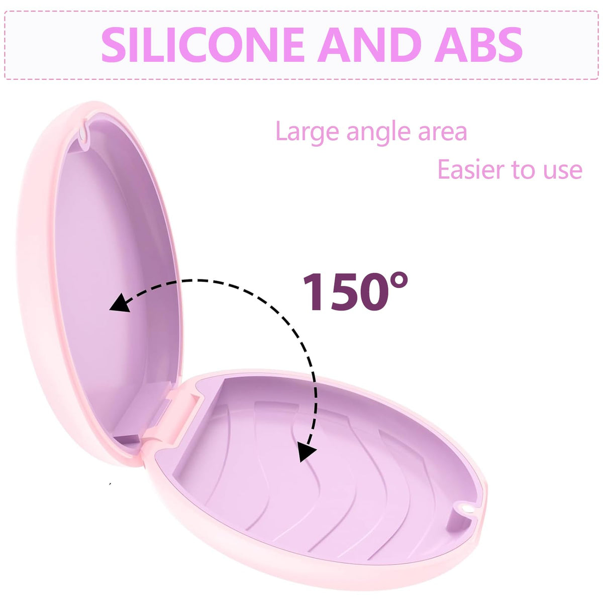 Retainer Case, Slim Aligner Cases for Invisalign, Mouthguard Case with Removal Tools& Aligners Chewies& Brush, Removable Inner Tray Silicone for Easy Cleaning (Pink)