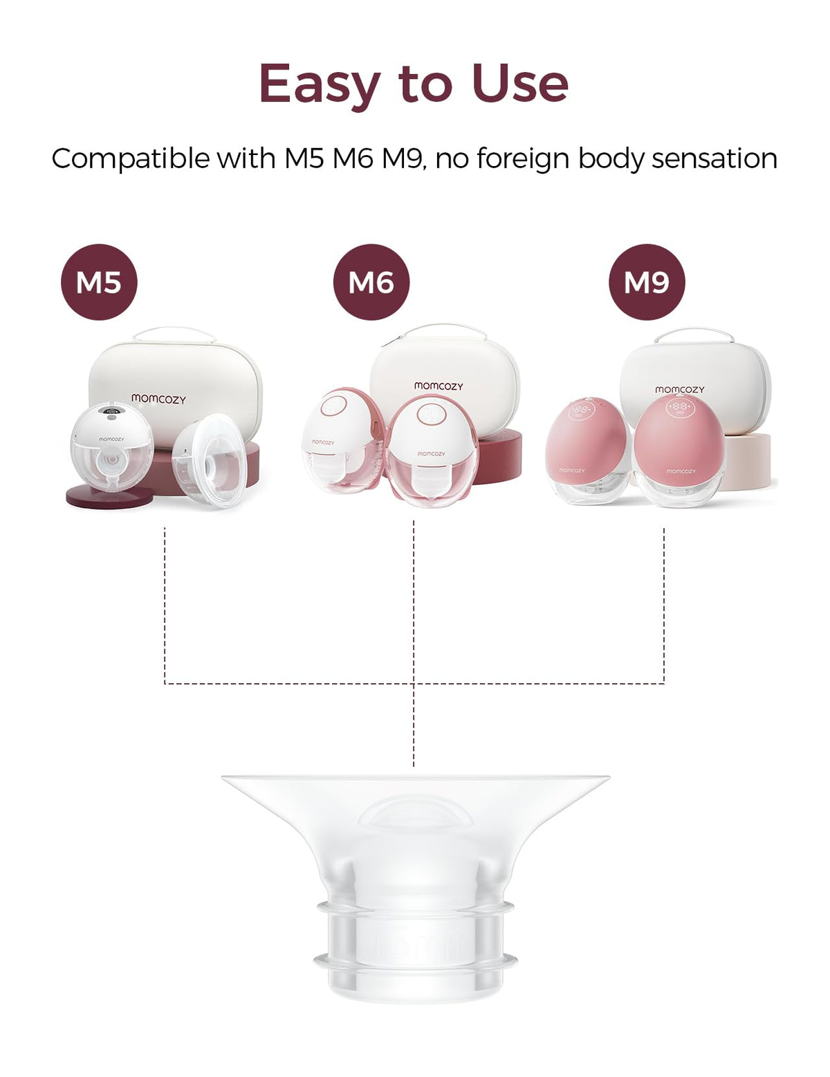 Momcozy Full Set Collector Cup Only Compatible with Momcozy M5 NOT for Others. Original M5 Breast Pump Replacement Accessories (160ml, with Double-Sealed Flange 24mm)