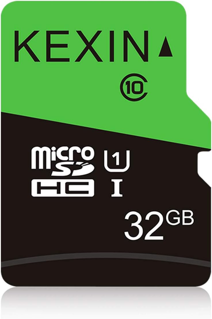 KEXIN Micro SD Card 32GB, MicroSDHC Memory Card UHS-I Up to 80MB/s Read, Class 10 C10 U1 TF Card for Camera, Smartphone, Security System, Drone, Tablet (Black Green)