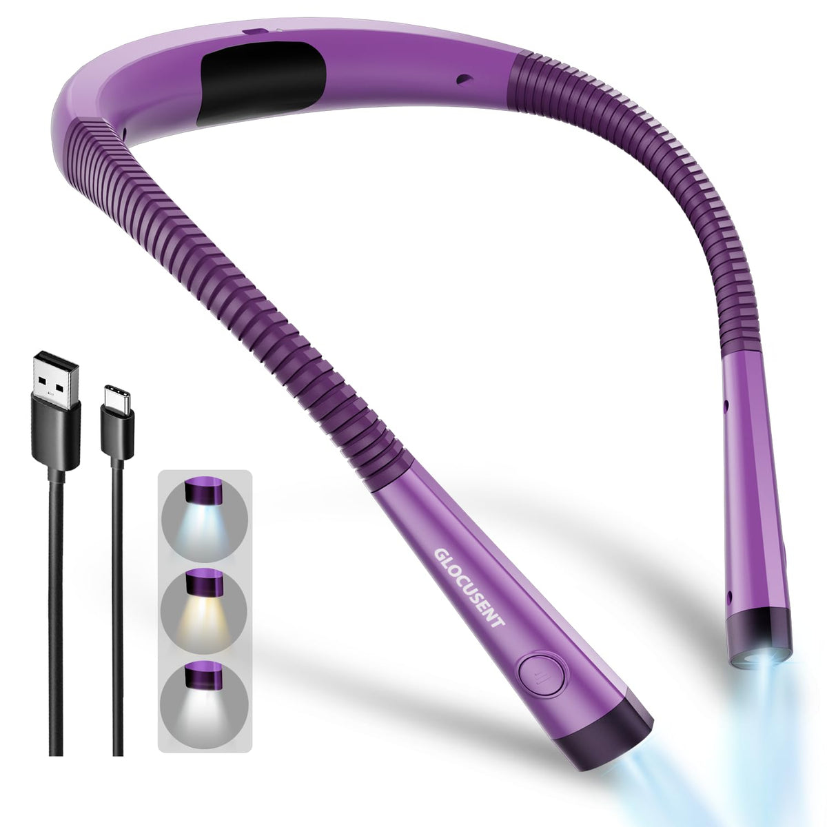 Glocusent Reading Light, Original LED Neck Lights 3 Colors 6 Brightness