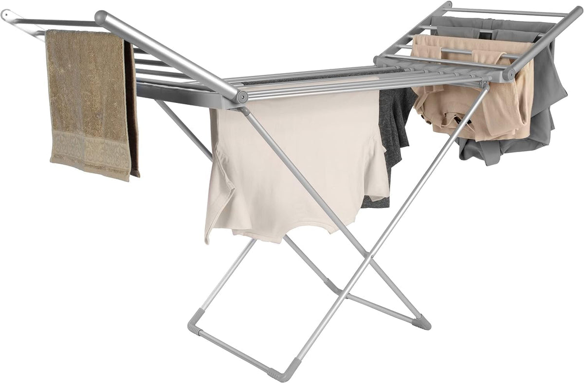 Easy Shopping® Electric Heated Clothes Airer 3-Tier Folding Laundry Dryer with 24 Heated Rails Indoor Horse Rack Foldable Garment Dryer