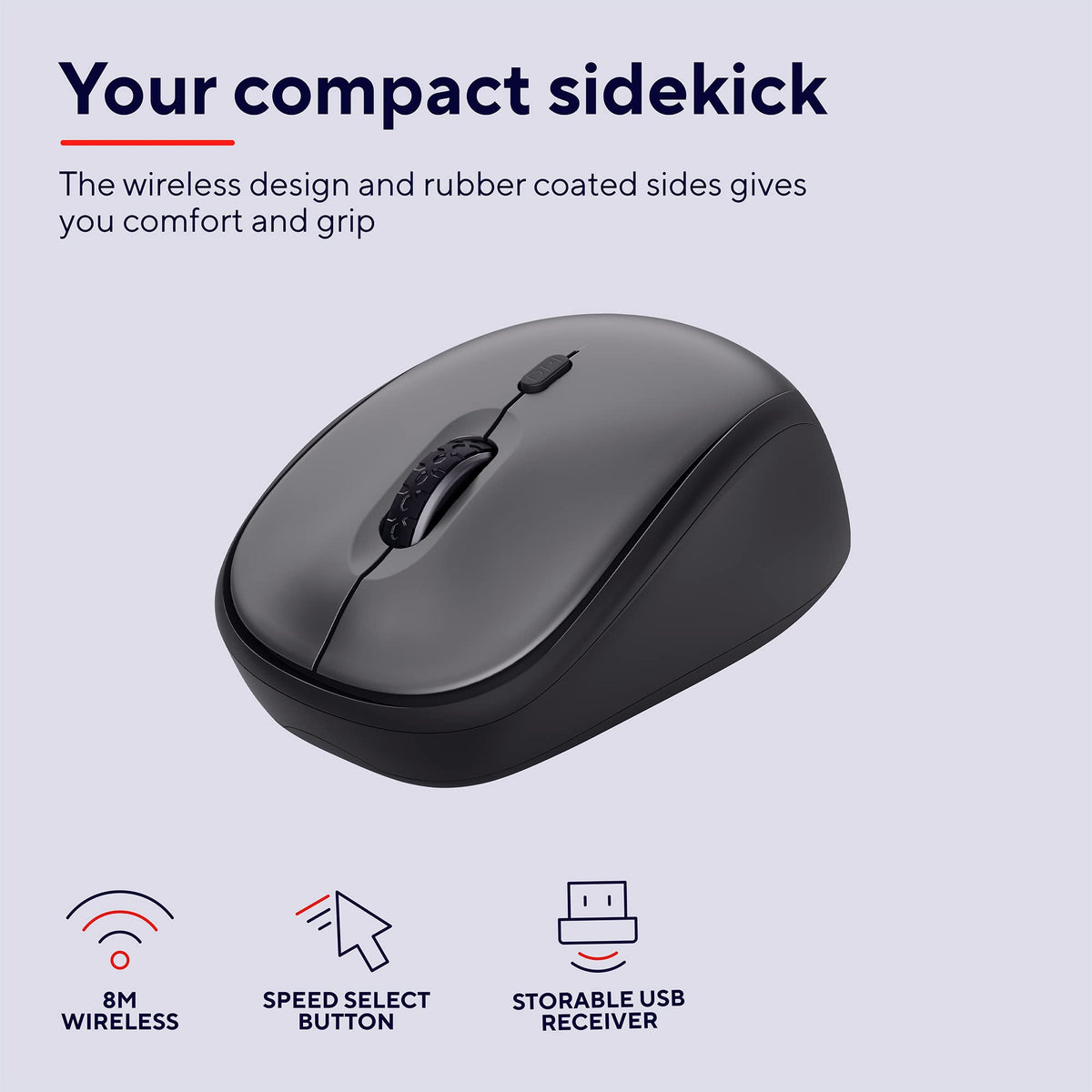 Trust Yvi FX Wireless Mouse with LED Illumination, USB Micro Receiver, RF 2.4 GHz, 800/1600 DPI, Ambidextrous, 8 m Range, Computer Mouse for Laptop, PC and Mac - Pink