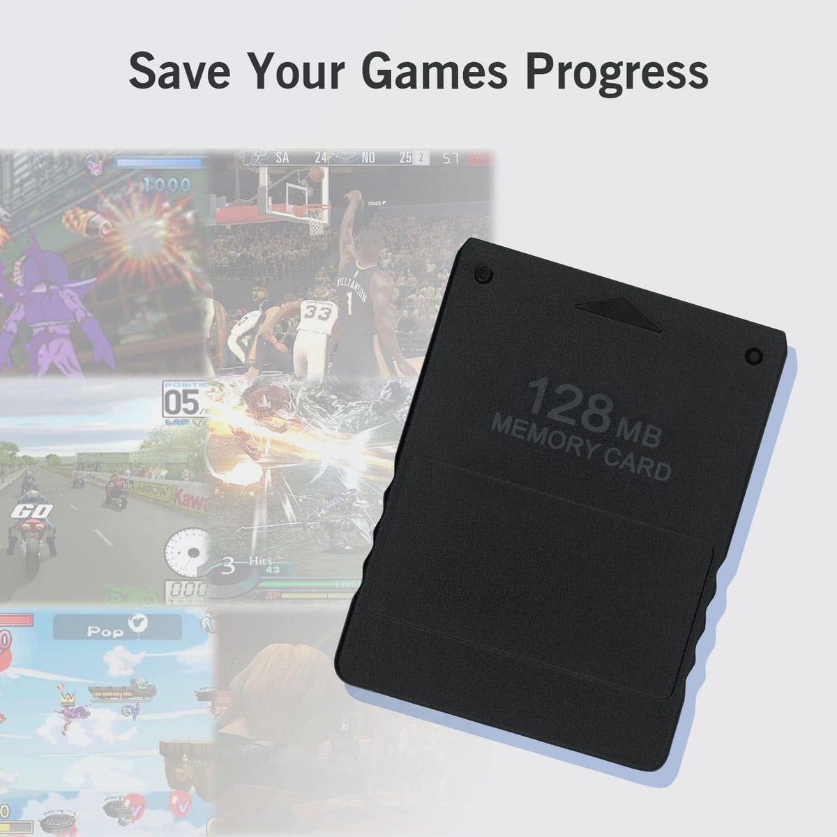 Mcbazel PS2 Memory Card 128MB, 128MB Memory Card for Playstation 2 PS2/Slim Game Console