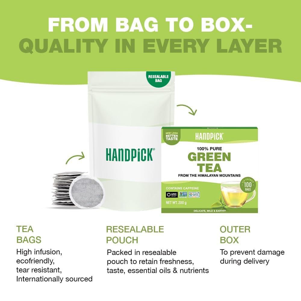 HANDPICK, Spearmint Tea Bags (100 Count), Spearmint Leaf Tea Bags