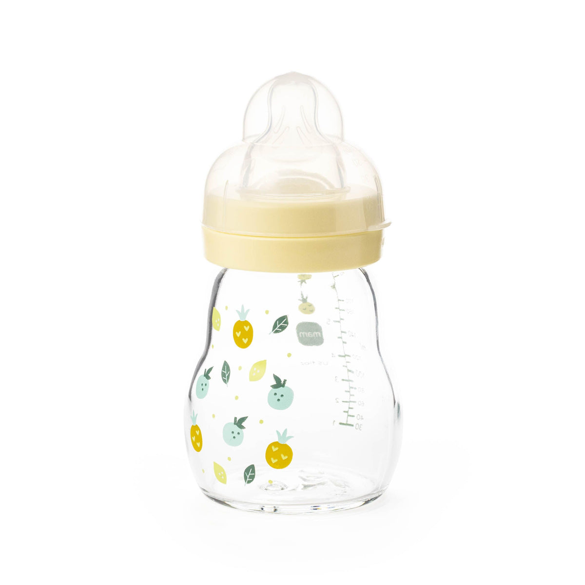 MAM Glass Bottle, 2X 260ml, with SkinSoft Silicone Teat, Yellow