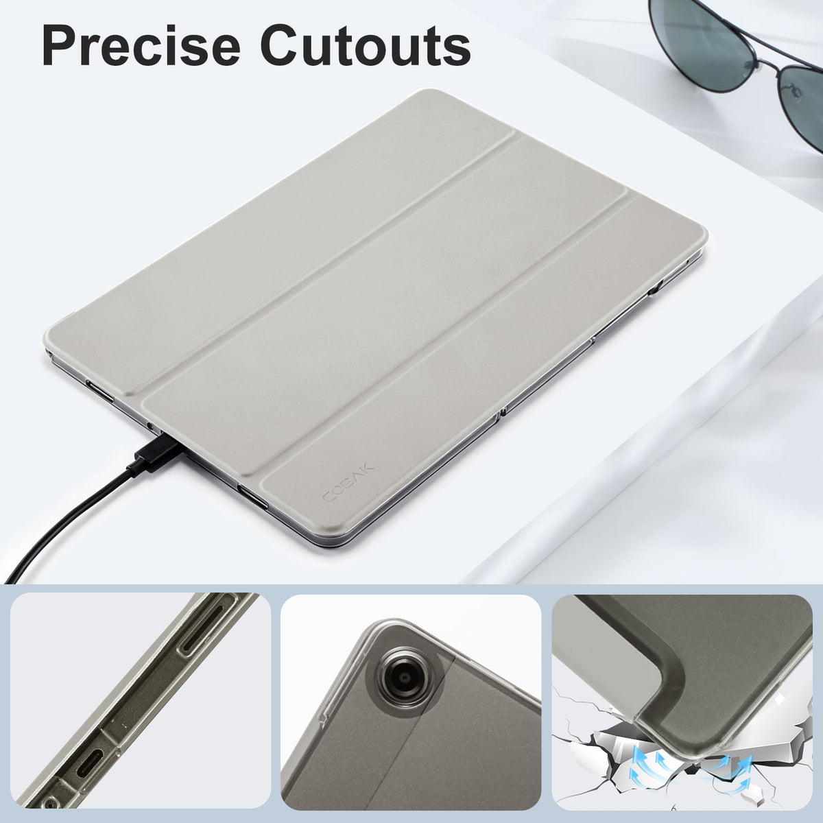 CoBak Case for Samsung Galaxy Tab A11+ Plus 11 Inch 2025/A9+ Plus 2023 - PU Leather Smart Cover with Auto Sleep/Wake for Tab A11+, Translucent Hard Shell, Multi-Viewing Angles, Green Pattern
