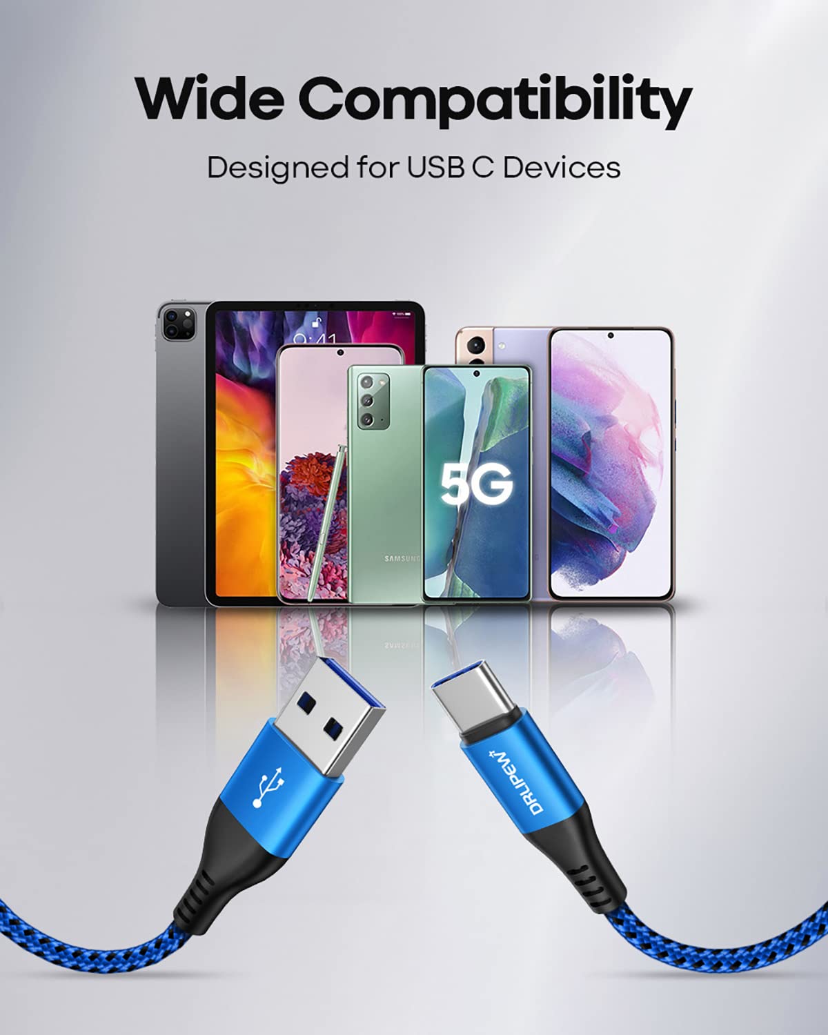 USB C Charger Cable 3M 3Pack,Extra Long USB to USB C Fast Charging Cable Braided,3A USB Type C Lead Fast Charge Compatible with Samsung Galaxy S21 S22 Plus S23 S20 S10,A54 A21s A20e,Xperia,PS5,Switch