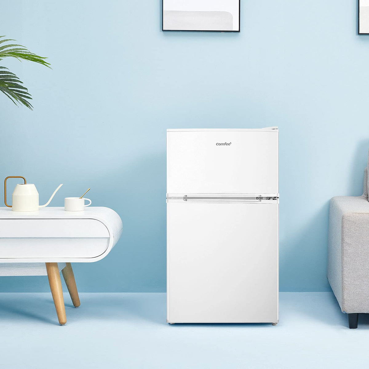 COMFEE' 87L Under Counter Fridge Freezer, Reversible Door, RCT87BL2(E)