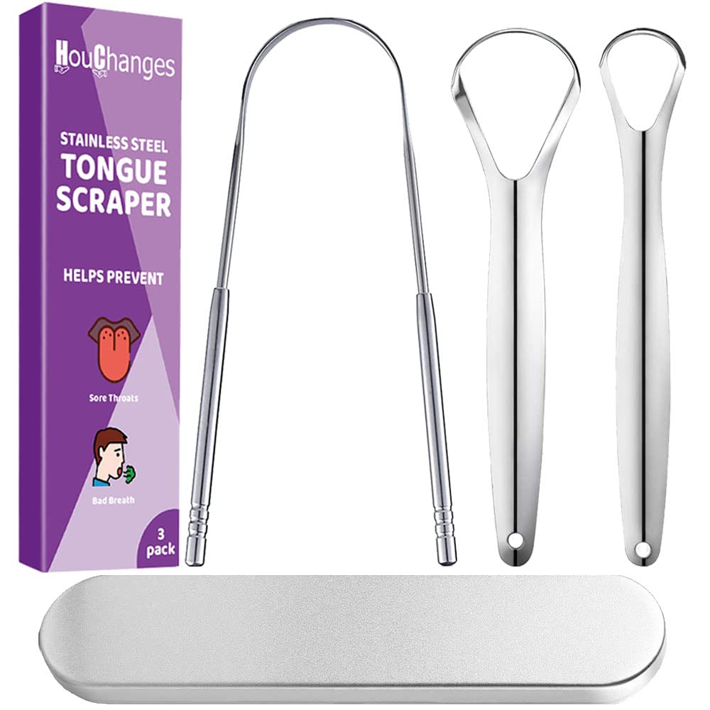 Tongue Scraper Stainless Steel,Tongue Cleaners Fresh Breath Restored Taste U Size(2Pcs)