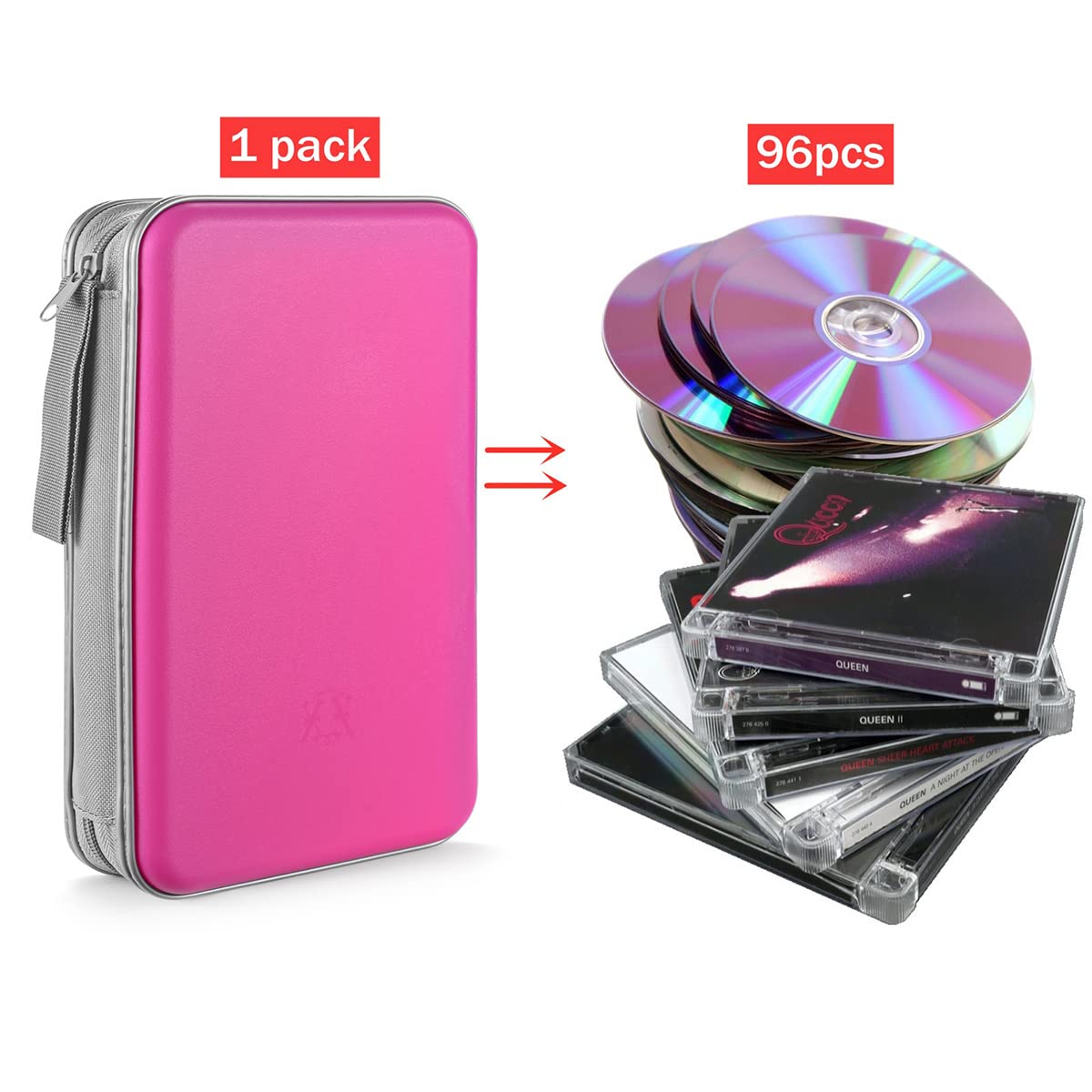 LIOVODE DVD Case, 96 Capacity CD Case Holder Organizer Disc Wallet for Car