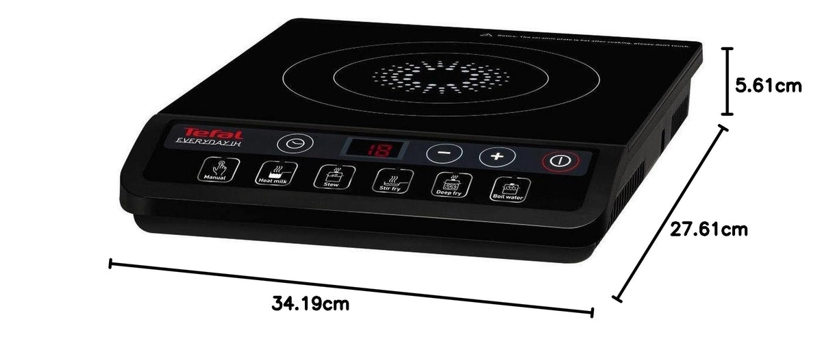 Tefal Slim Portable Induction Hob, 2100W, 6 Functions, Compact, Black