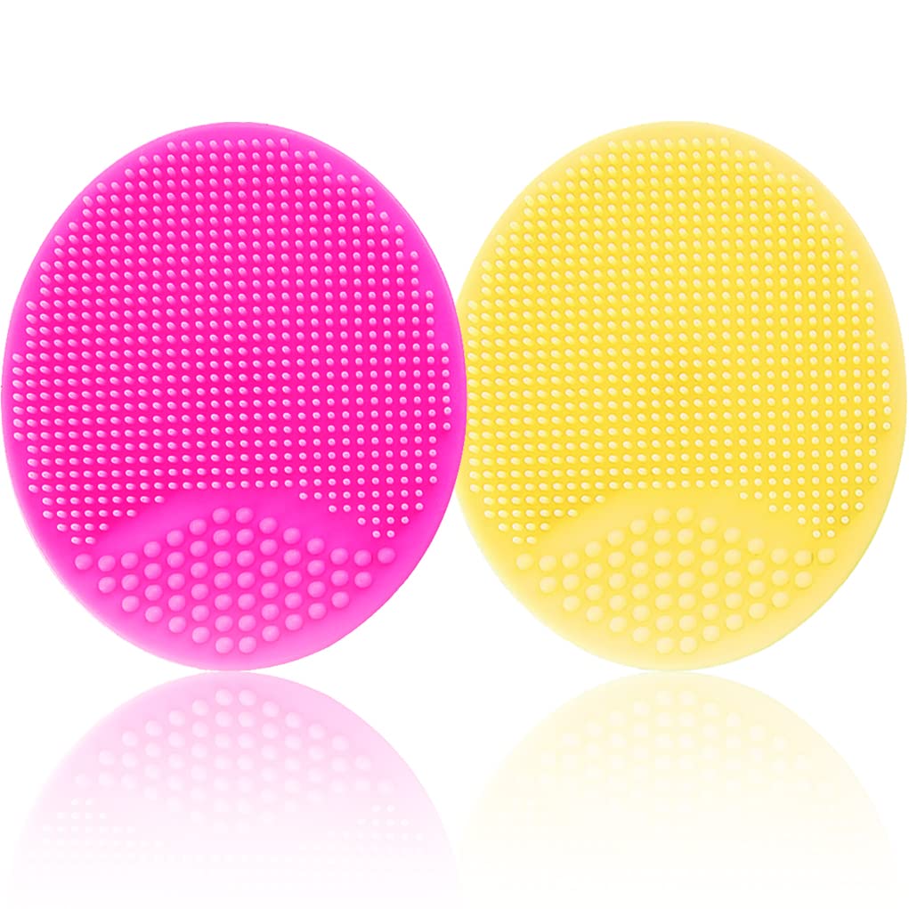 Baby Bath Brush, Baby Cradle Cap Brush, Silicone Massage Brush, Silicone Scrubbers Exfoliator Brush, Baby Skin Scrubbers Essential for Dry Skin, Cradle Cap and Eczema 2 Pack (Blue & Green)