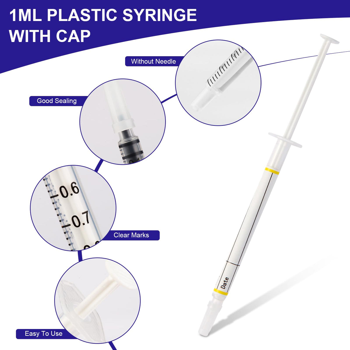 100Pcs1ml Colostrum Syringe Collection Kit No Needle with Cups&Stickers