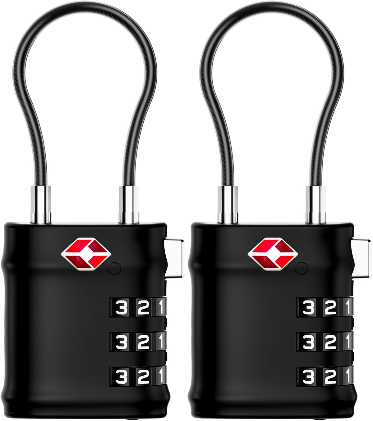 LUGGEX Suitcase Locks, Luggage Locks, TSA Approved Luggage Locks,Black,2