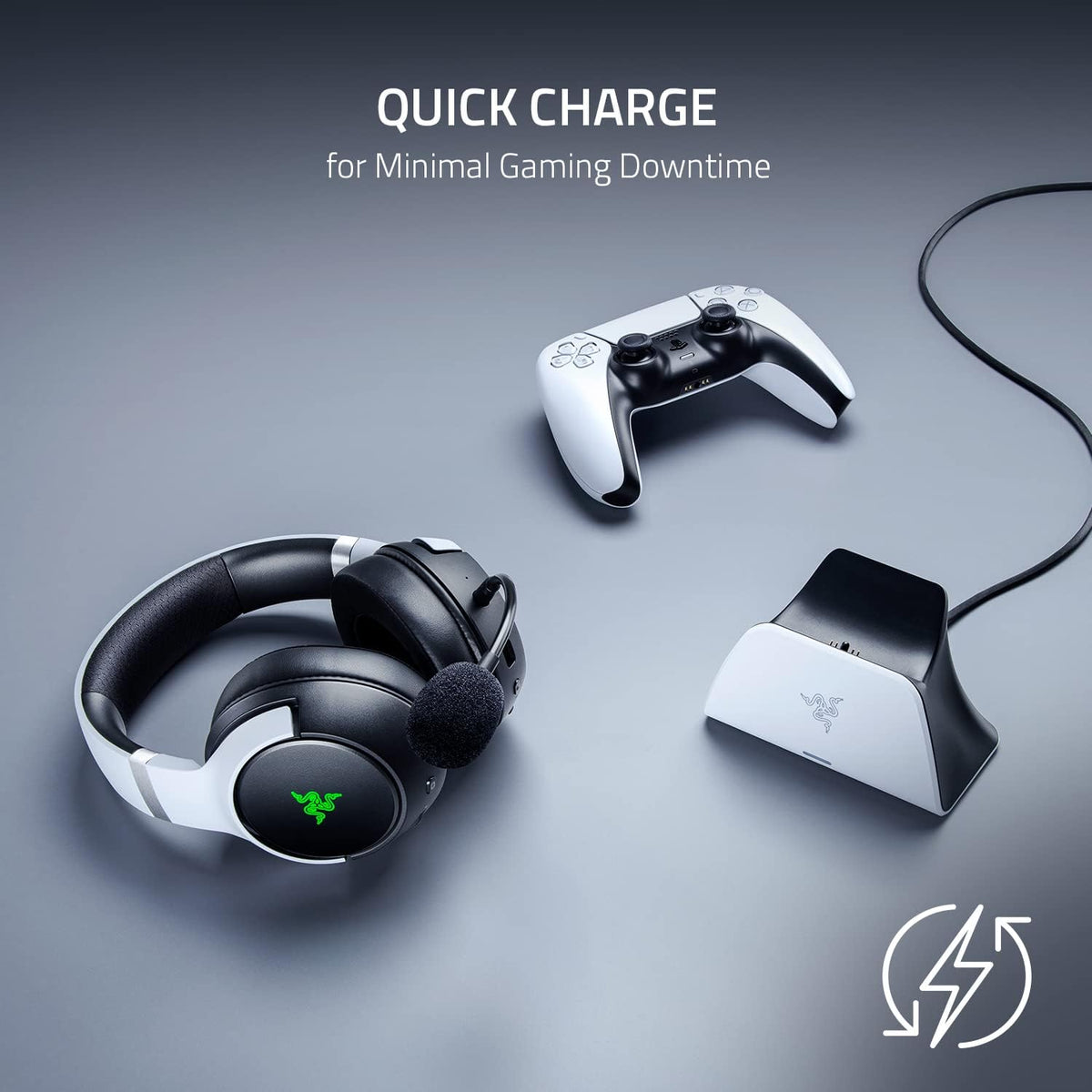Razer Quick Charging Stand - Quick Charging Stand for PlayStation 5 Controller (Quick Charge, Curved Cradle Design, Powered by USB, One-Handed Navigation) Midnight Black