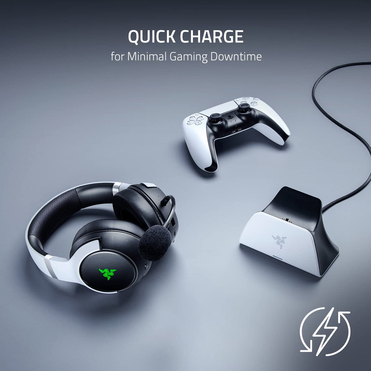 Razer Quick Charging Stand - Quick Charging Stand for PlayStation 5 Controller (Quick Charge, Curved Cradle Design, Powered by USB, One-Handed Navigation) Midnight Black