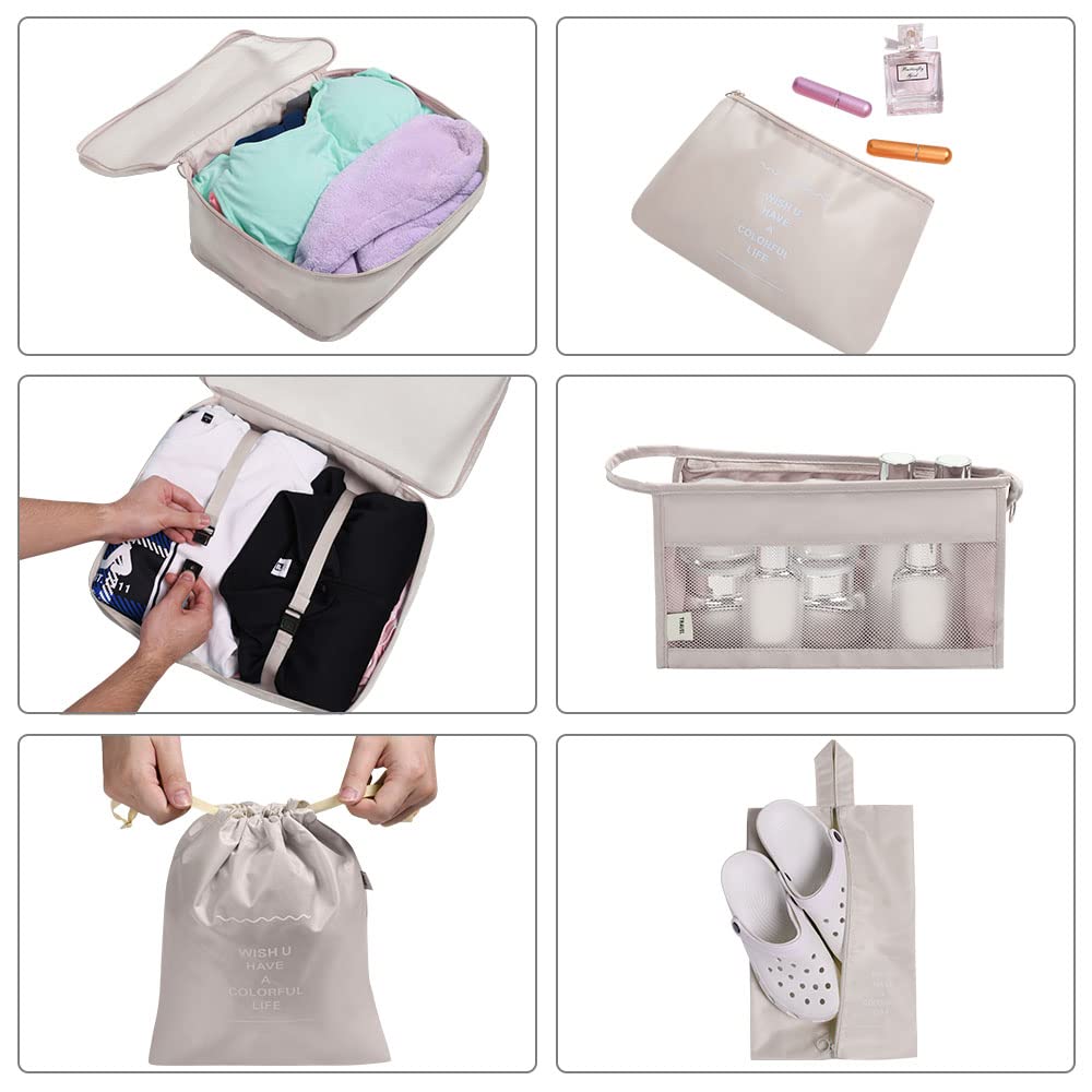OSDUE Packing Cubes for Suitcase, 8PCS Thickening Travel Organiser Packing Bags Lightweight Travel Accessories Organizers Essentials Clothes Shoes Cosmetics Toiletries Storage Bags