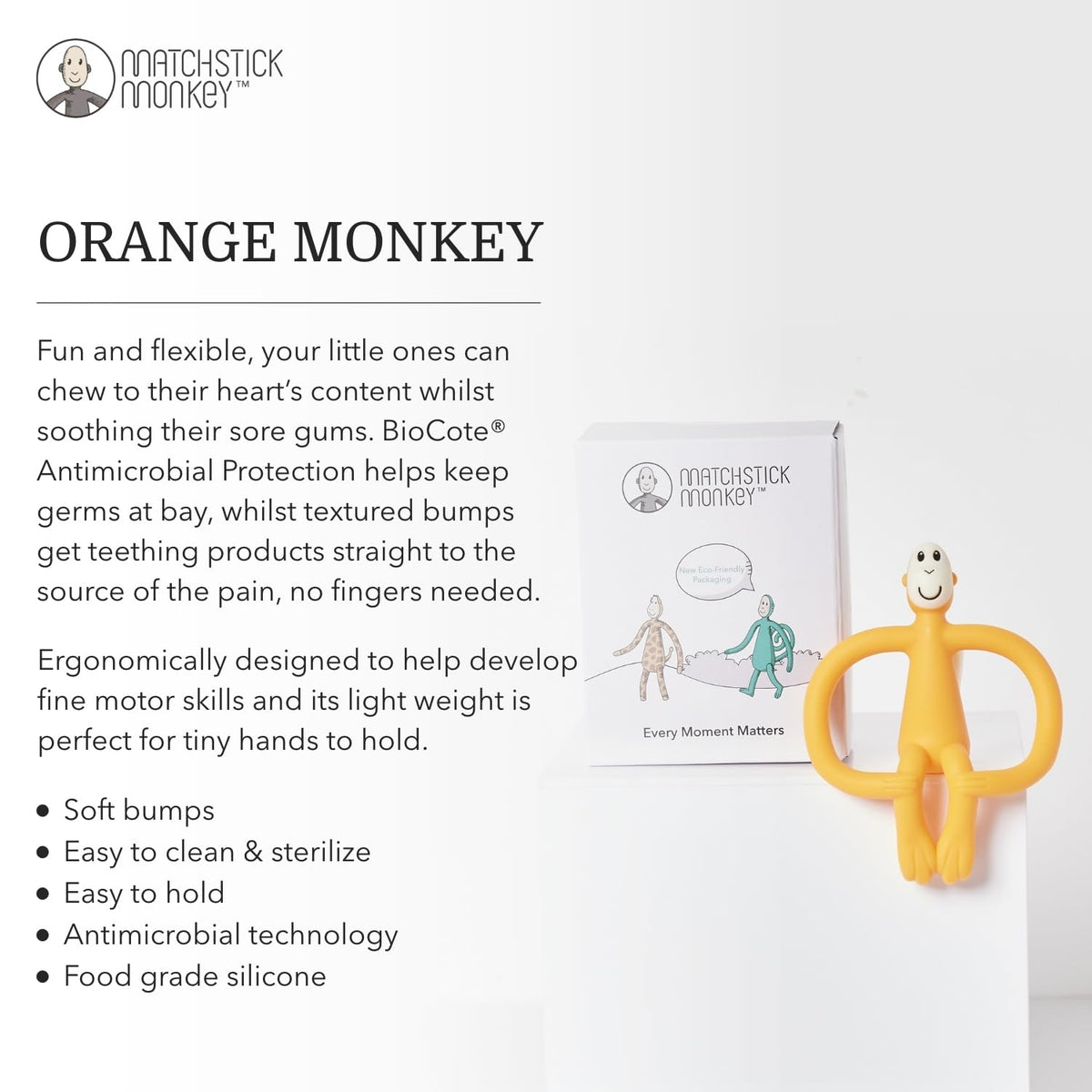Matchstick Monkey Original Teether with Gel Applicator, Hearts