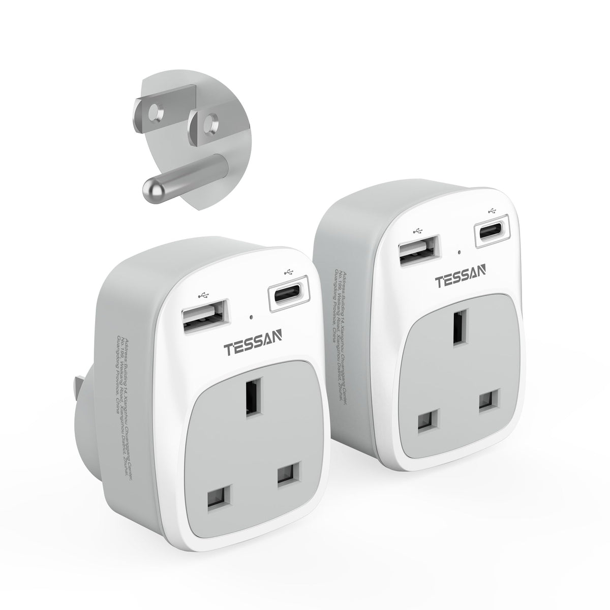 TESSAN UK to Australia Plug Adapter, Type I AU NZ Travel Adapter with USB C
