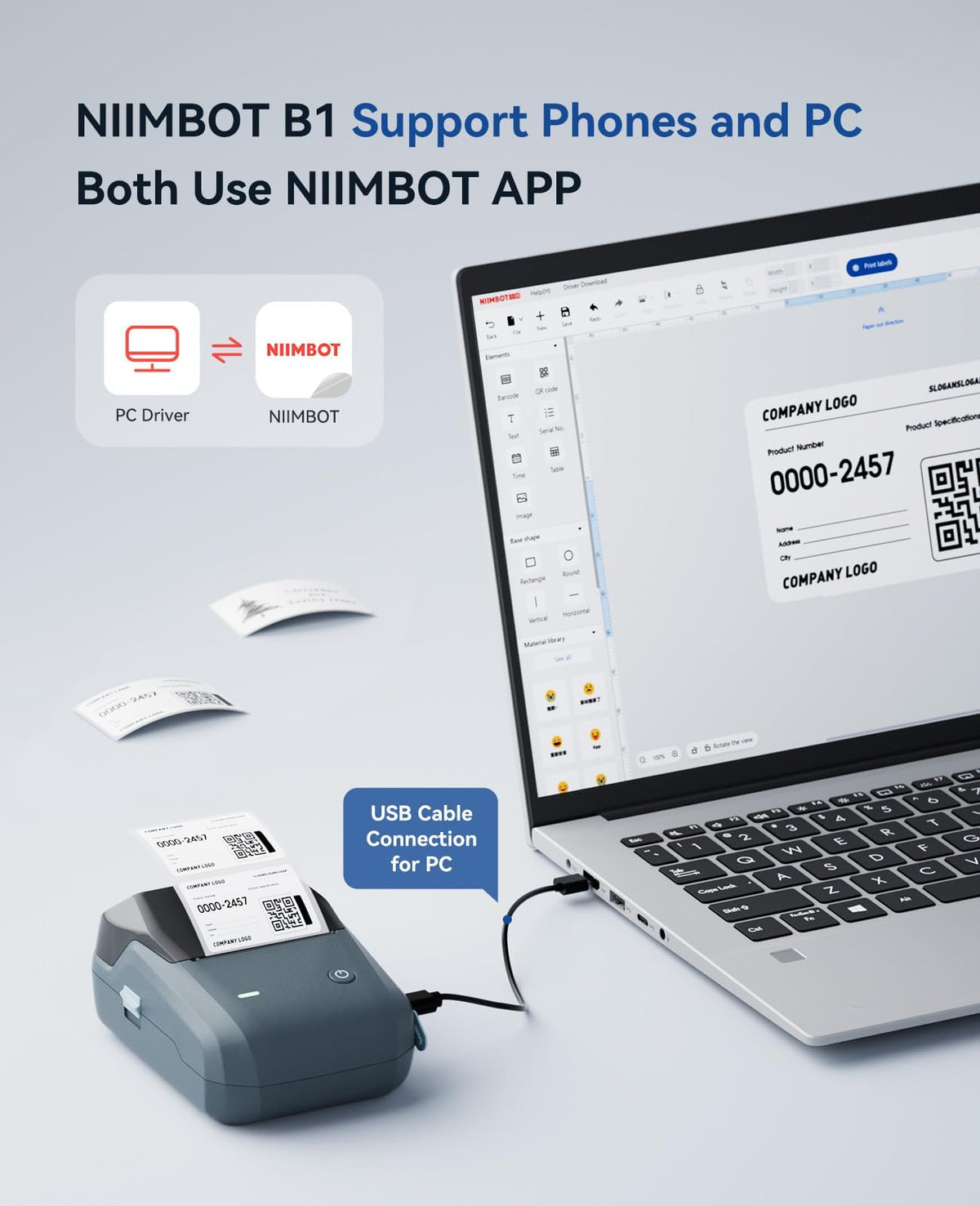 NIIMBOT B1 Label Maker Machine, 2 Inch Bluetooth Sticker Printer