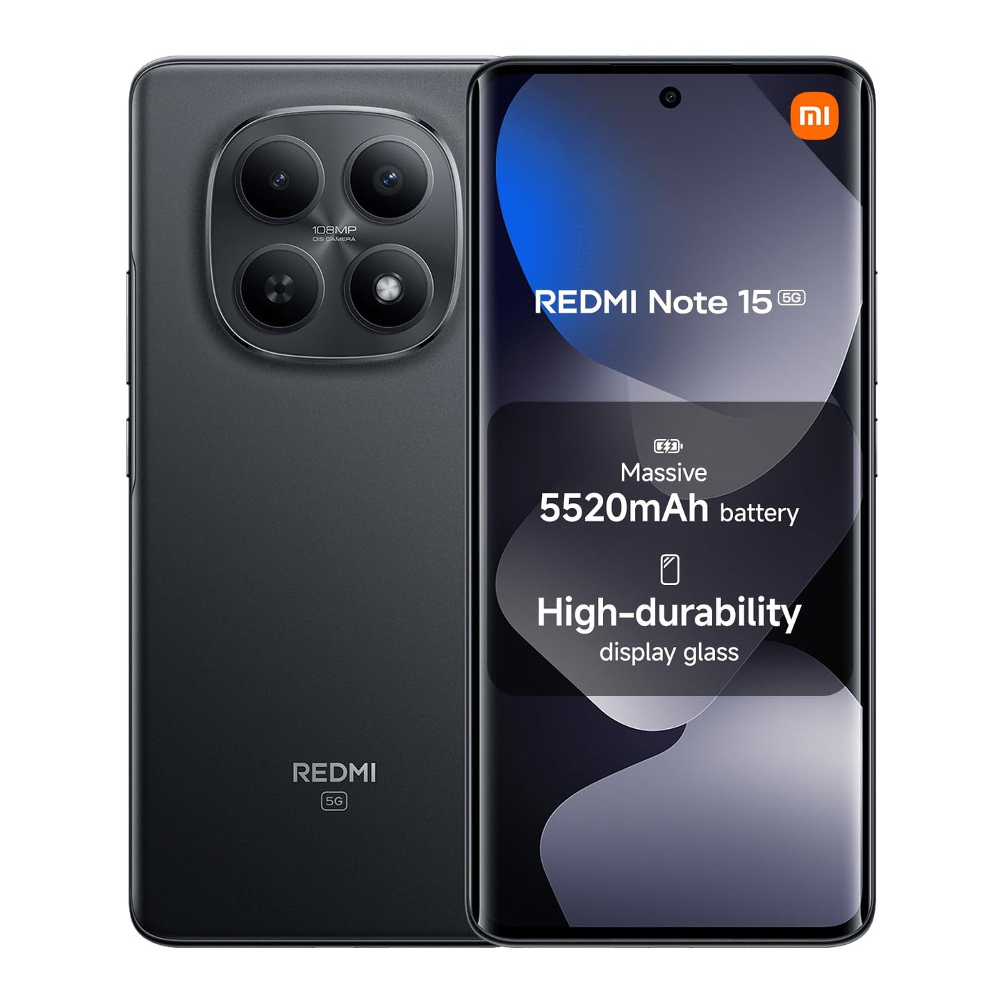 XIAOMI Redmi Note 15 5G, Smartphone 8+256 GB, Ultra-slim Design, IP65 Water Resistance, 108MP Super-clear Camera, 6.77" FHD+ Display, Glacier Blue, Warranty 2 years, Charger Not Included | 120Hz, 25098RA98G