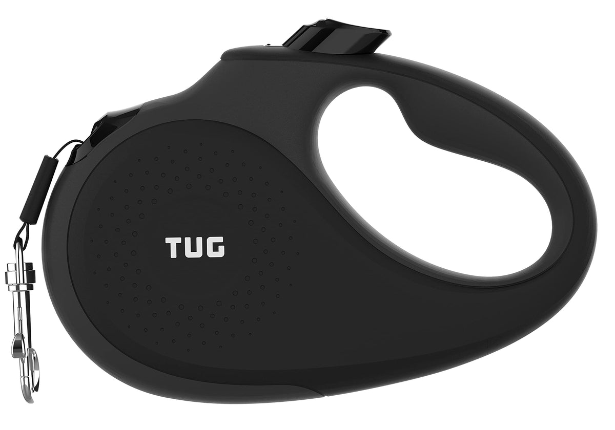 TUG 360° Tangle-Free Retractable Dog Lead for Up to 25 kg Dogs | 5 m Strong Nylon Tape | One-Handed Brake, Pause, Lock (Medium, White/Orange)