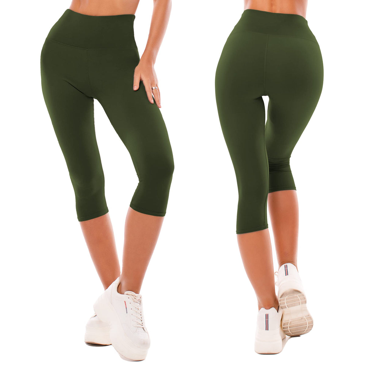 SINOPHANT High Waisted Capri 3/4 Length Leggings for Women